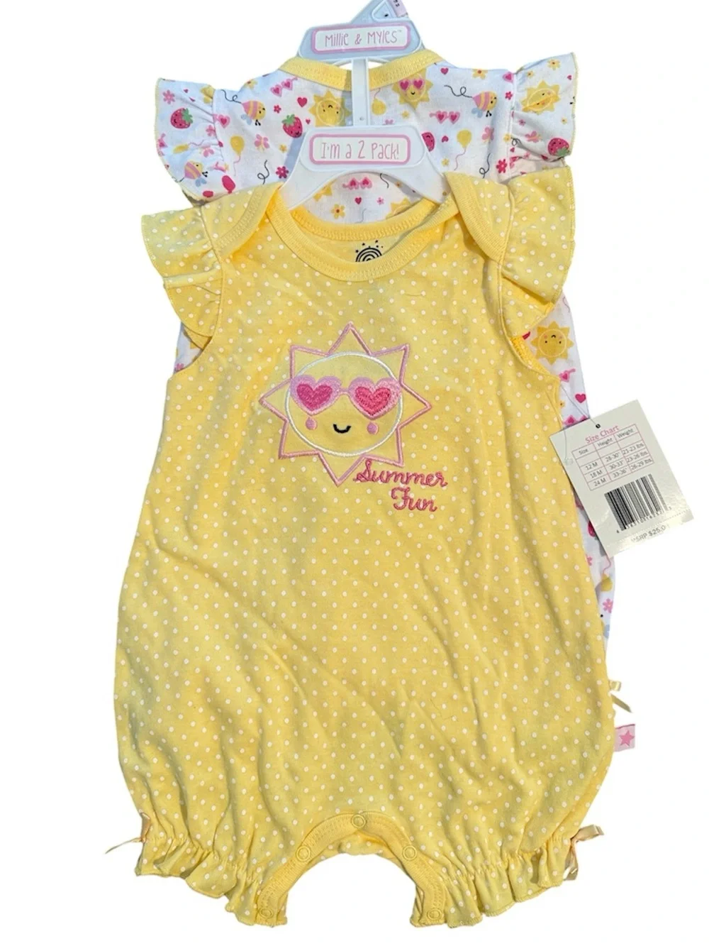 Baby Girl Spring / Summer Outfit Bundle - 2 Onesies and 20 Bows NWT